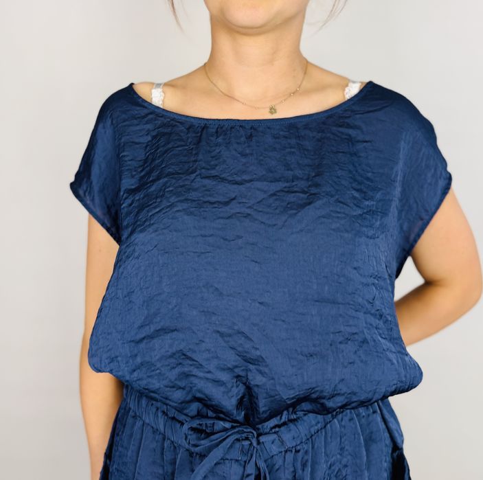 Granatowy kombinezon z luźną górą i krótkimi nogawkami XXL 44 H&M