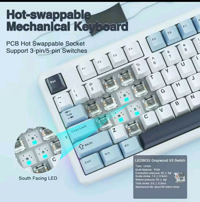 AULA F87 PRO механічна бездротова хотсвапна акумуляторна ігрова клавіа