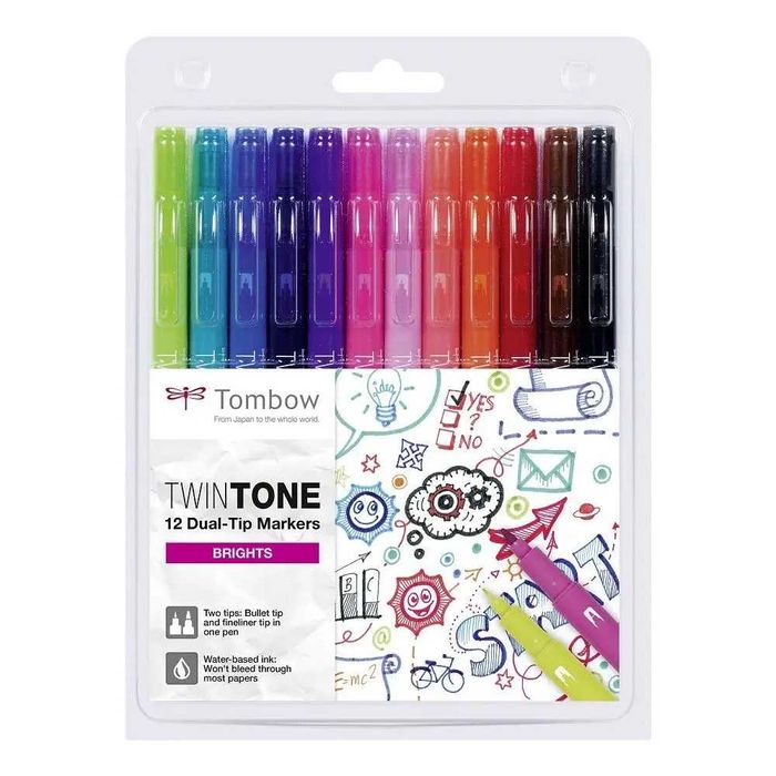 Markery dwustronne Tombow Twintone Brights 12 szt