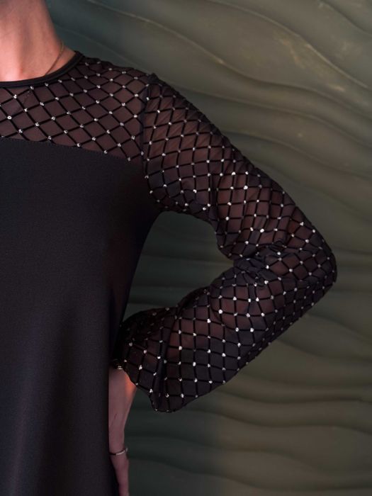 Вечірня сукня трапеція з прозорими рукавами "Sofira", 42-56 р., 3 кол.