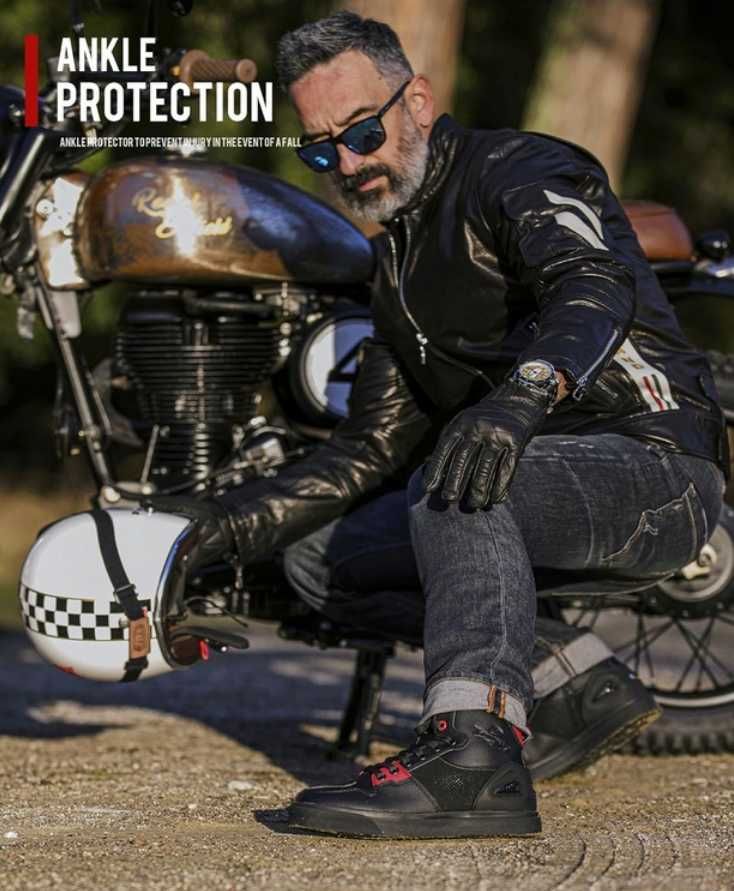IRON JIAS Buty Motocyklowe 42 Czarne Oddychające Antypoślizgowe Obuwie