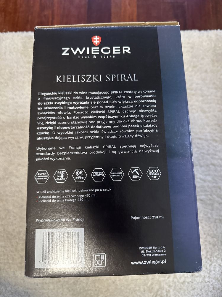 Kieliszki Spiral do wina misujacego Zwieger 6 sztuk NOWE