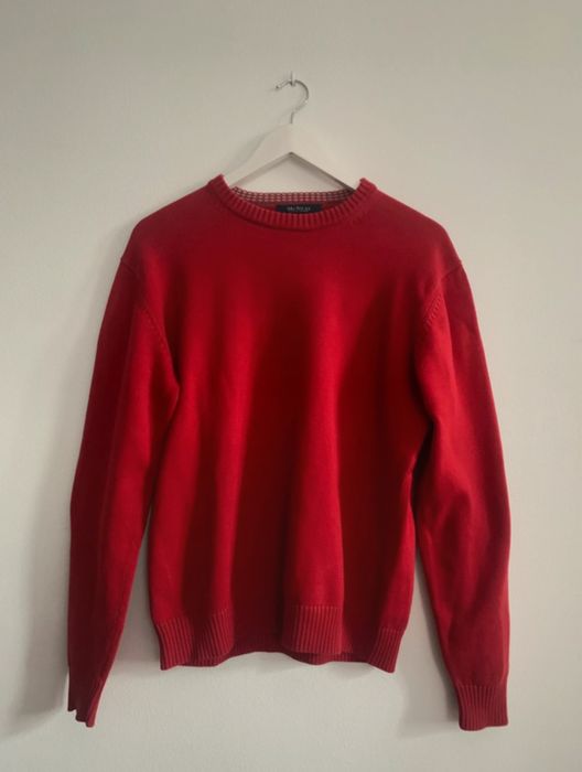 Czerwony bawełniany sweter crewneck M