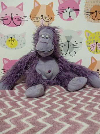 Мягкая игрушка обезьяна фиолетовая блестящая