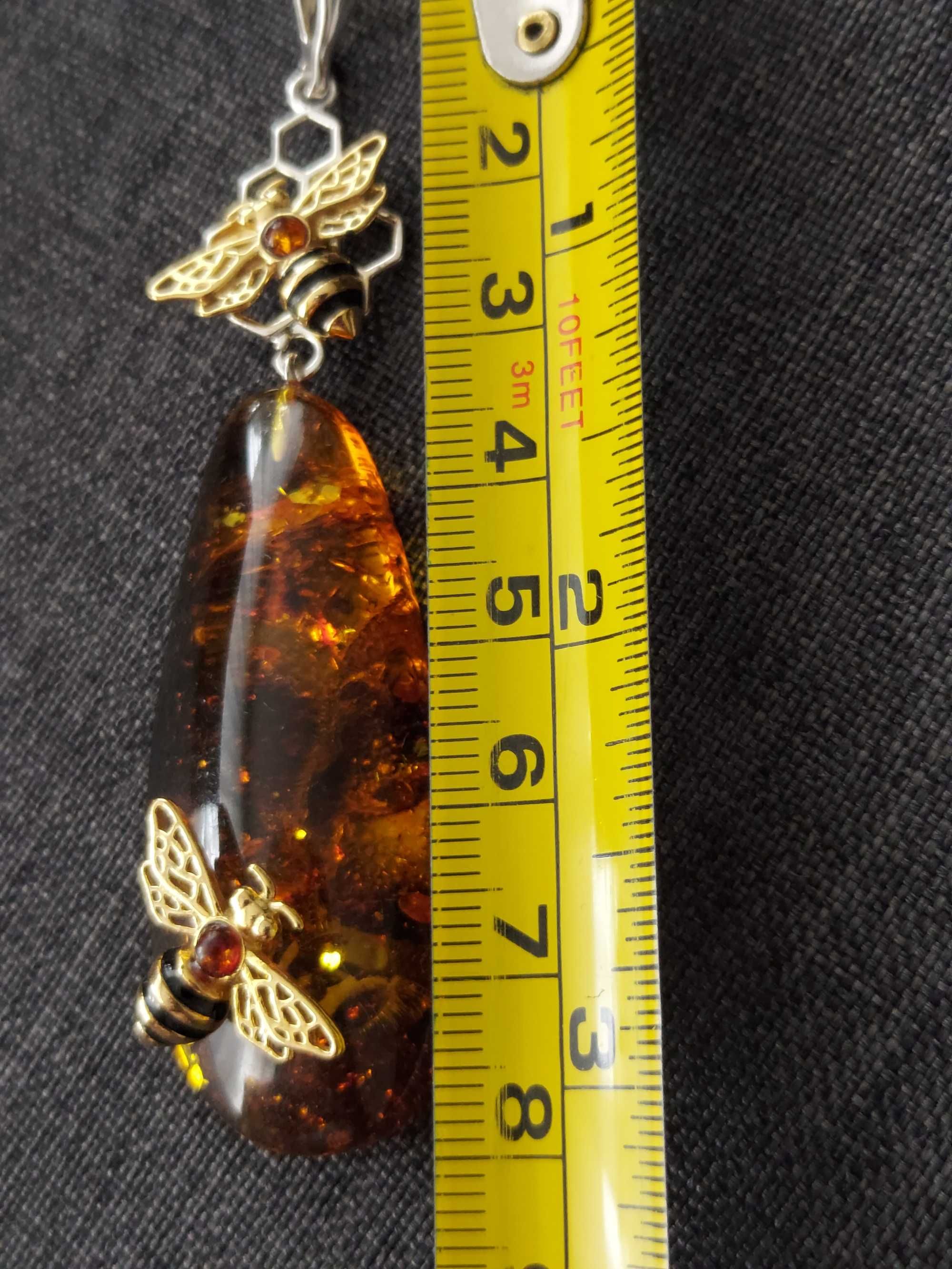 Zawieszka wisiorek przywieszka bursztyn amber jantar srebro 925