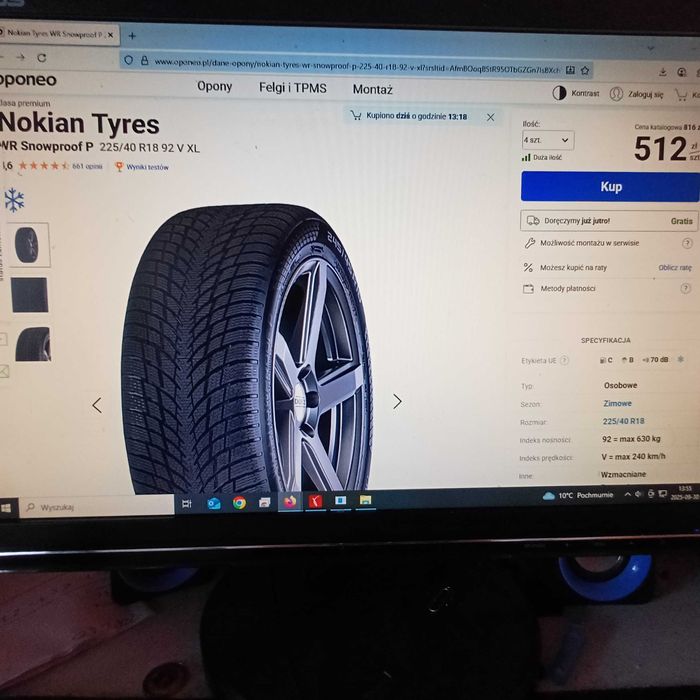 Opony zimowe Nokian WR Snow Proof P 225/40 R18 dot23 4szt wysyłka
