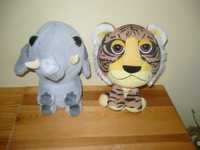 2 maskotki z dużymi oczami słoń i tygrys dla niemowląt od 3 m-cy