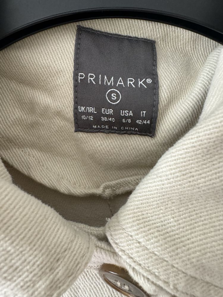 Beżowa materiałowa kurtka kieszenie utility modna Primark rozmiar S