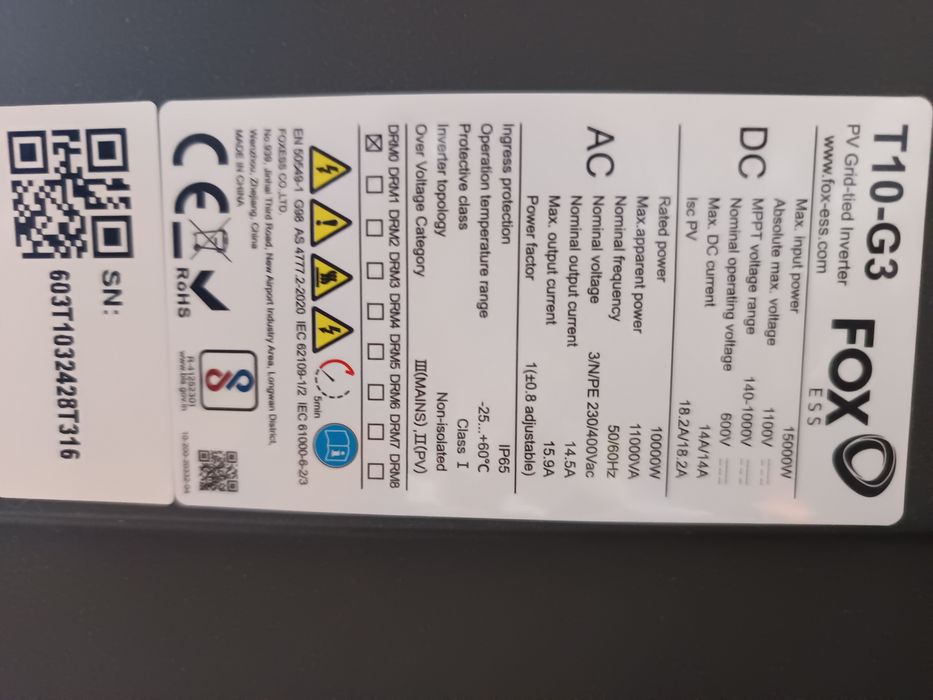 Falownik inwerter FoxESS T10-G3 10kW 3-fazowy