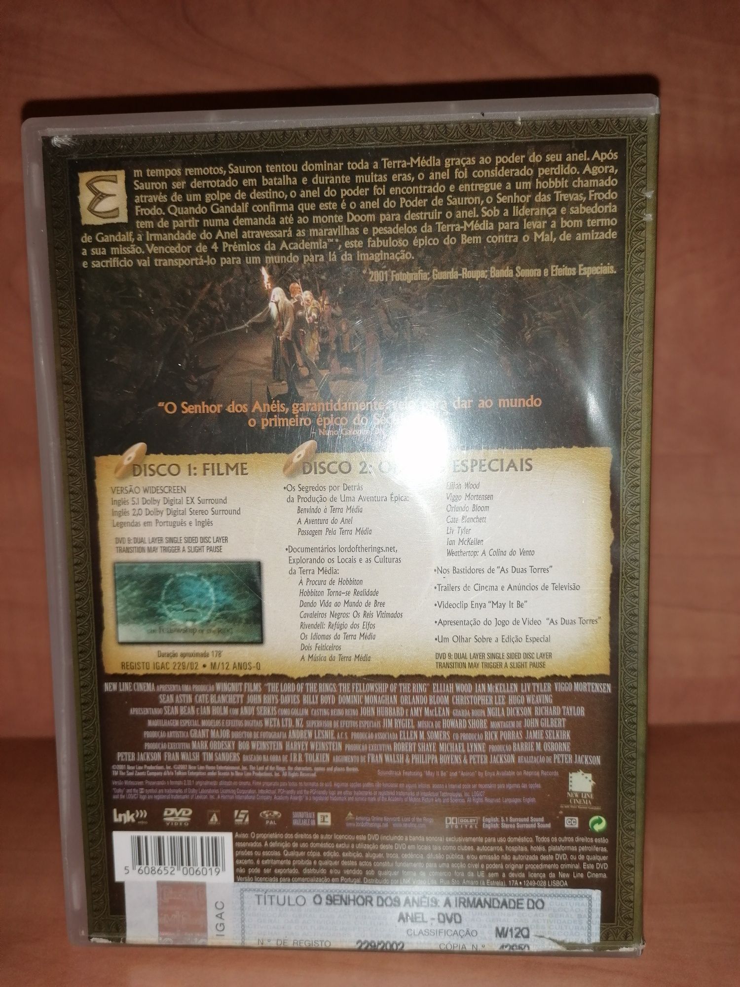 DVD Edição Especial "LOTR e a Irmandade do Anel (Optimo Estado)