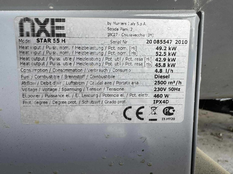 Nagrzewnica olejowa z kominem Axe Endress Star 55 H