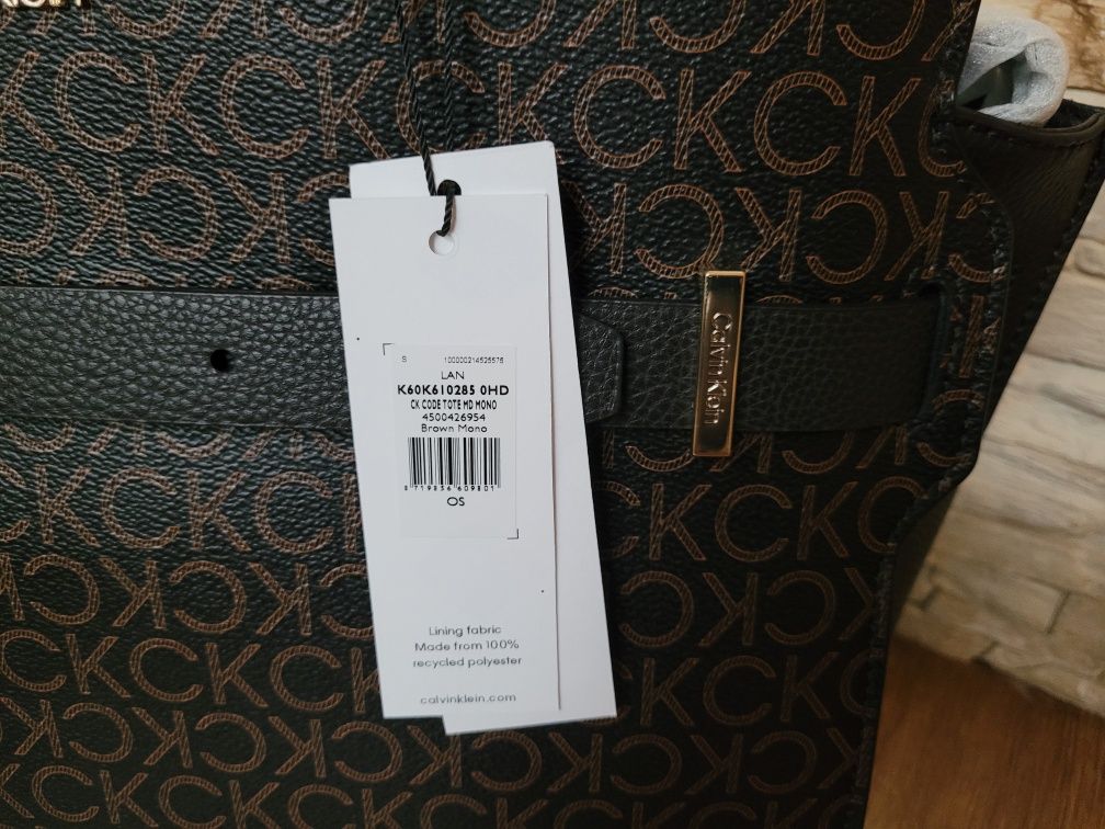 Torebka Damska Calvin Klein Brown Mono CK Code Tote