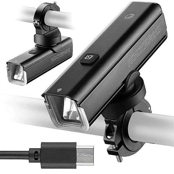 Lampka rowerowa przednia Rockbros 1000 lm + kabel USB-C - USB-A - czar