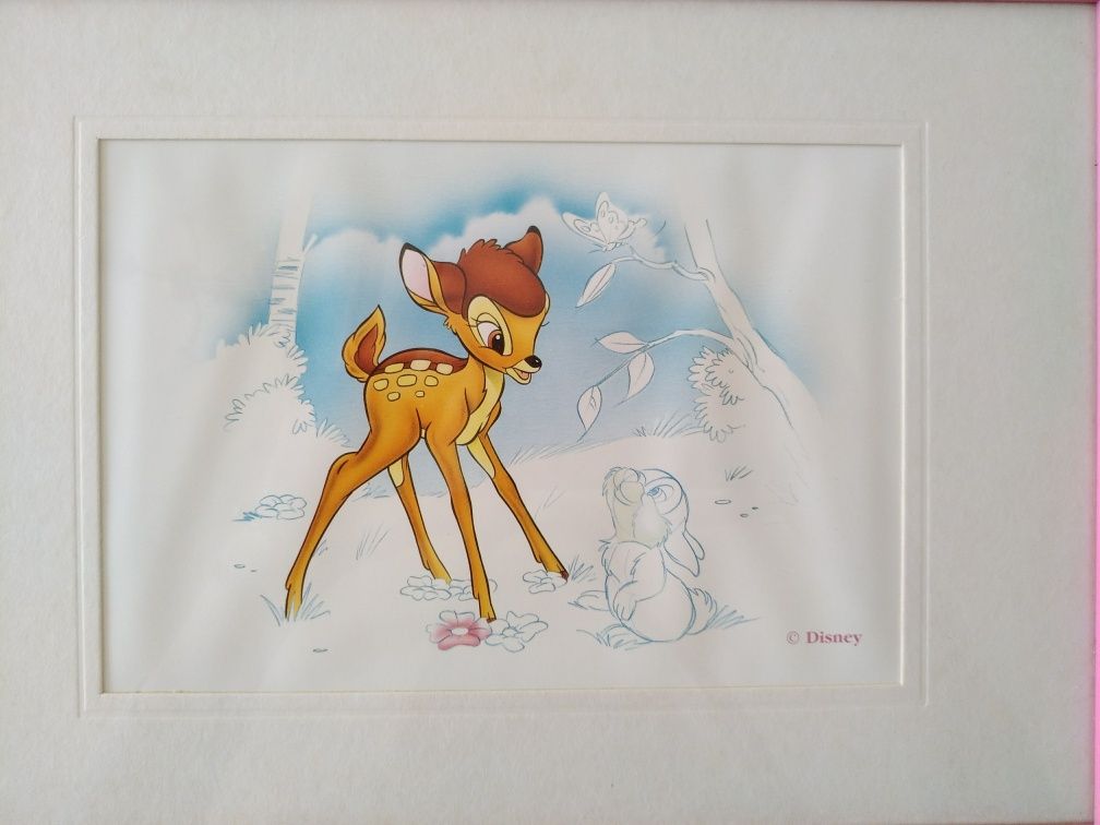 Disney - 4-kolorowa grafika „sztuka oprawiona” Jelonek Bambi