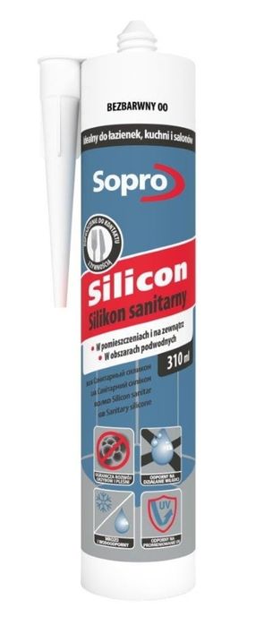 Sylikon sanitarny bezbarwny firmy sopro 12 szt