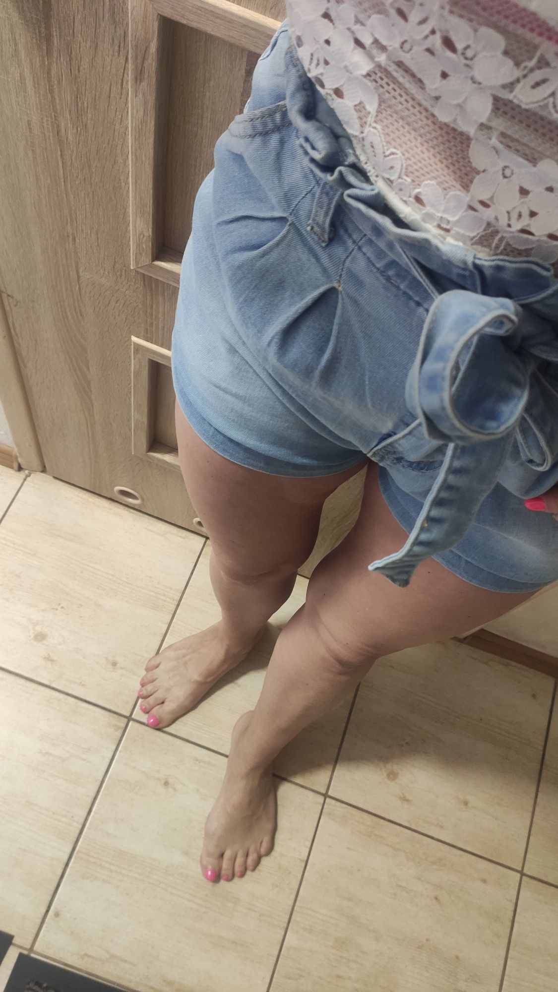 Spodenki jeans wiązane wysoki stan s m