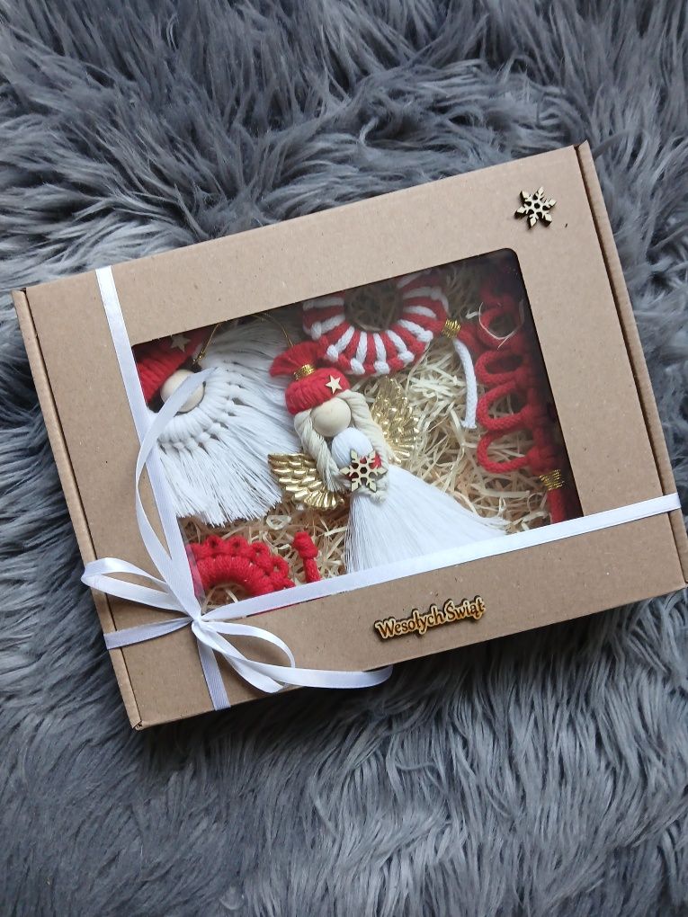 Ozdoby choinkowe ręcznie robione prezent na święta box