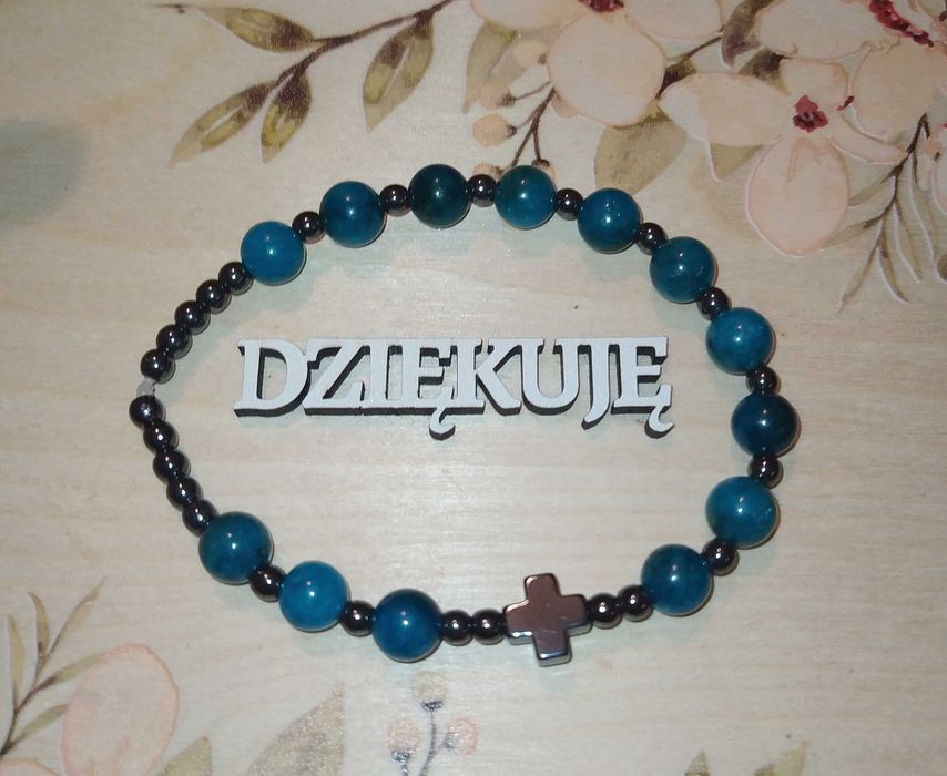 Bransoletka na rękę różaniec z kamieni, damska, komunia, dzień matki