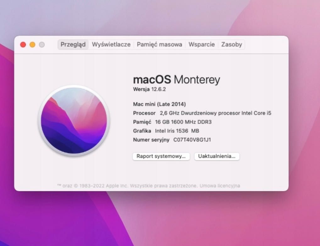 Apple komputer Mini mac 2.6 i5 16GB 256 SSD + Office