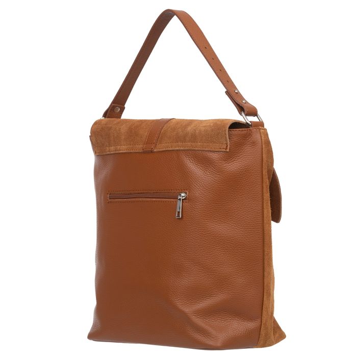 VEZZE torebka zamszowa worek z klapą i paskiem ramię V530 czarna