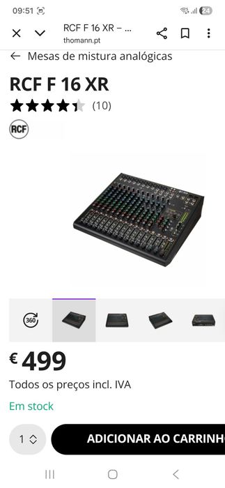 Mesa mistura analógica 16 canais com efeitos marca RCF, impecável