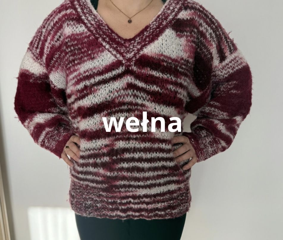 Welniany sweter recznie wykonany,r.44