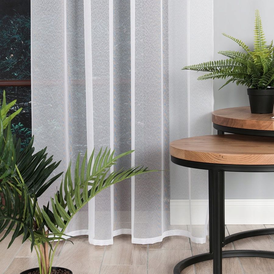 Firana długa Melissa 140 cm x 270 biała z taśmą