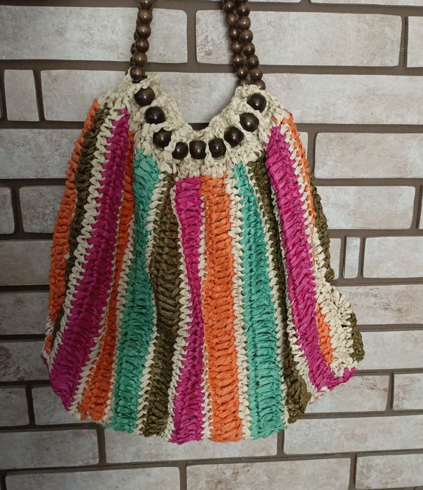 Літня сумка , рафія, кольорова