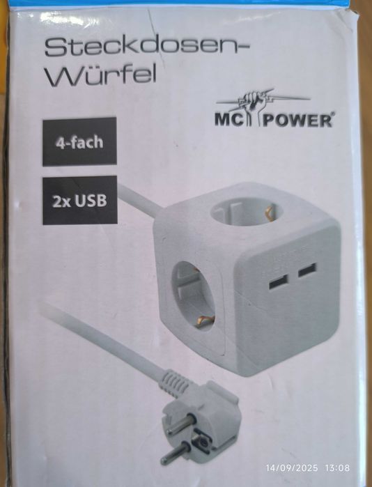 Cubo de tomadas com 2 USB e 4 tomadas Novo.