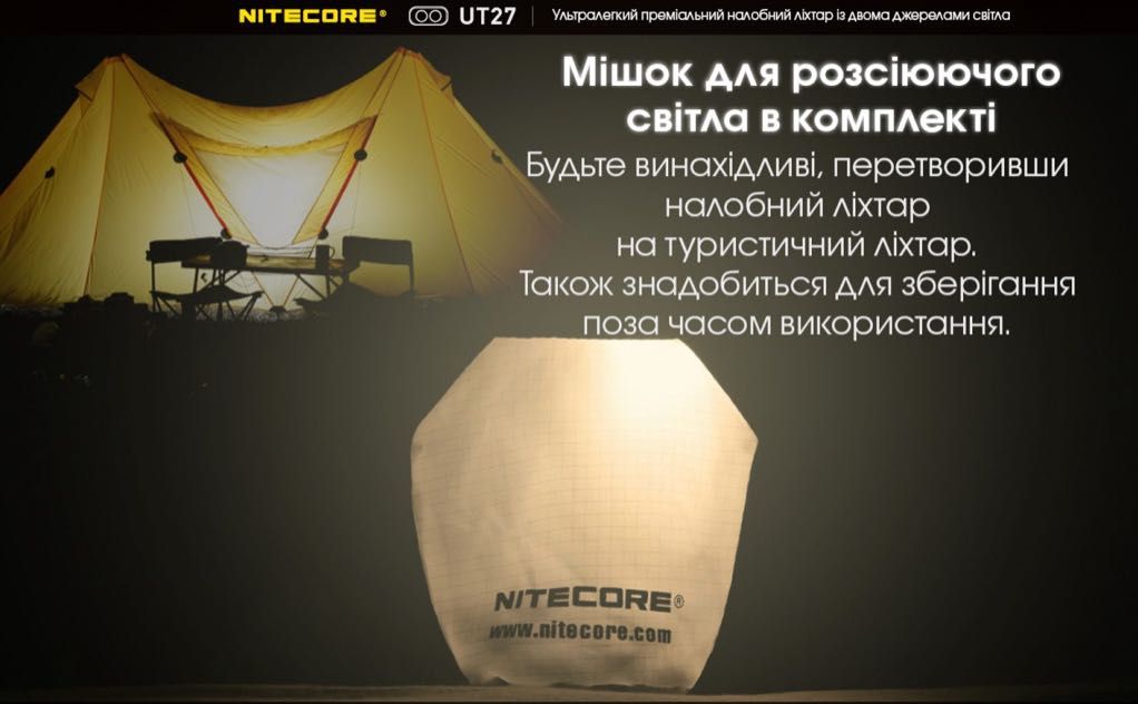 NITECORE UT27 Налобний ліхтар Гібрид Фонарик