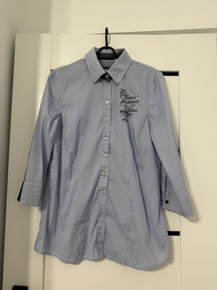 Koszula w kratę basic fit niebieska biała gerry weber edition 40 L