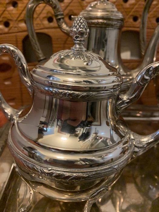 Conjunto de Chá casquinha de prata francesa antiga