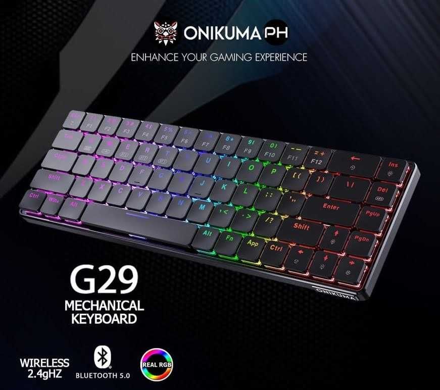 Onikuma G29 бездротова механічна клавіатура Low profile Bluetooth RGB