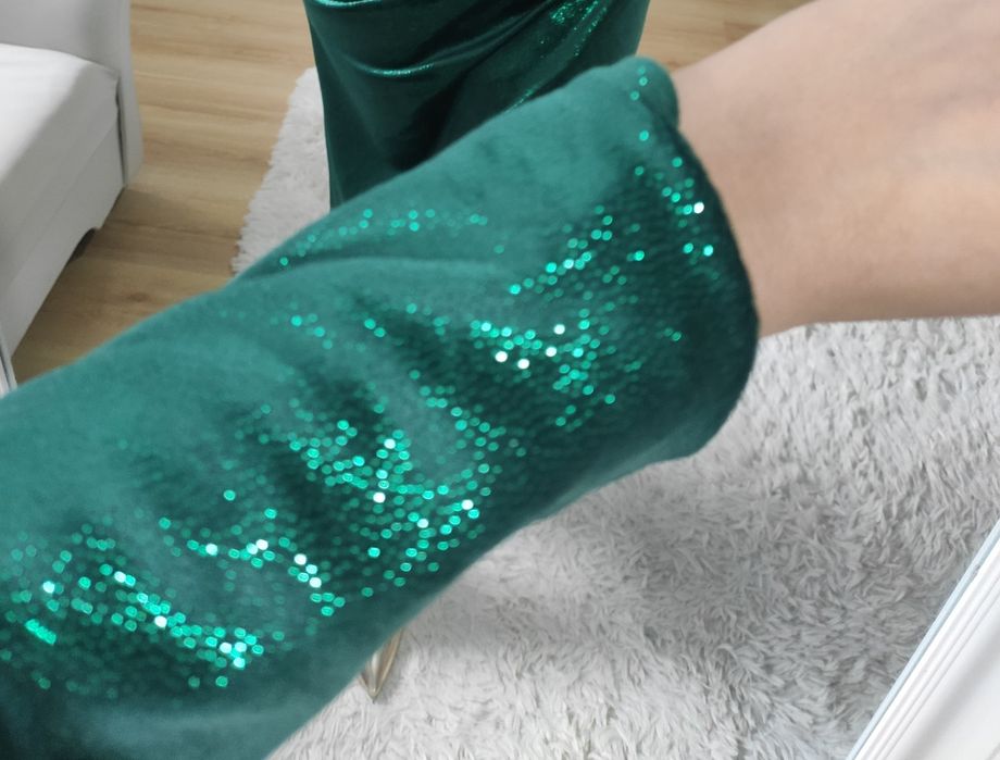 Sukienka długa maxi welur błyszcząca święta wigilia sylwester