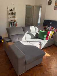 Sofa cama chaise longue cinza super confortável grey couch