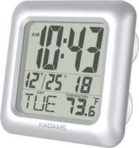 KADAMS cyfrowy zegar łazienkowy, wodoodporny, temperatura i wilgotność