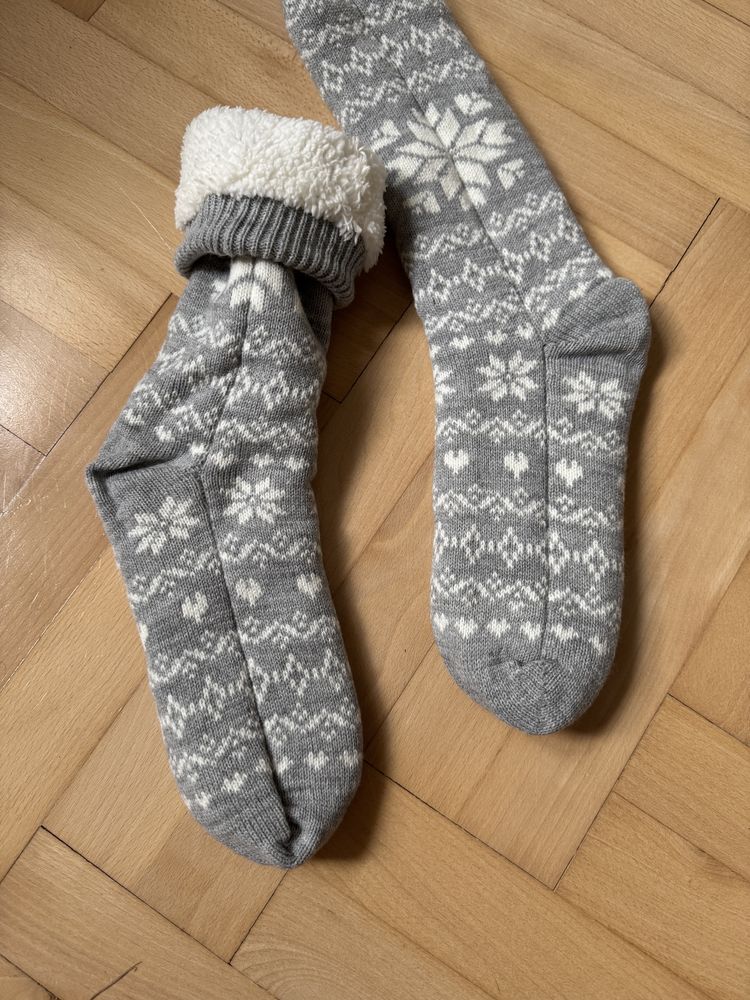 Ciepłe zimowe skarpety szare H&M 37 38