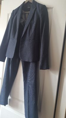 Kostium granatowy NEXT r. 34 żakiet spodnie marynarka garnitur damski