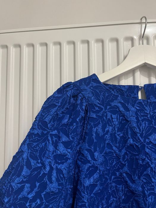 niebieska chabrowa bluzka elegancka scandi unikat vintage XS/S