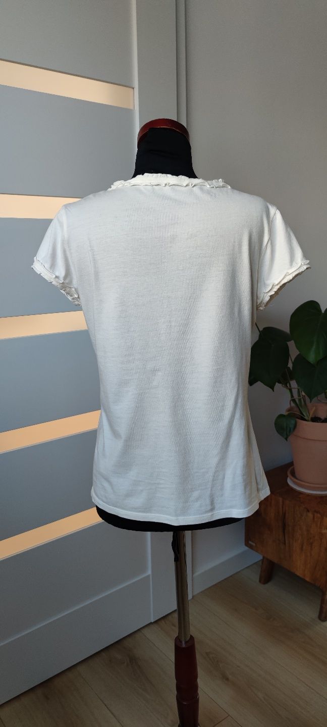 Bluzka top t-shirt kremowa Marks & Spencer S/M 100% bawełna cotton