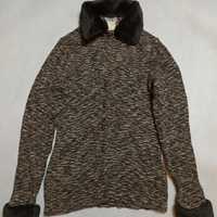 Versace V2 vintage sweater with fur sweter z futrzanym kołnierzem