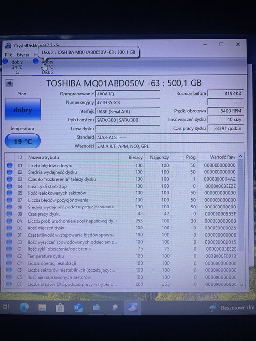 Dysk twardy 500gb 2,5 sprawny #v3