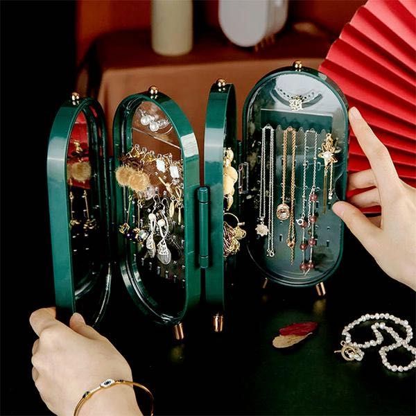 Шкатулка для хранения ювелирных украшений CX-9001 Зеленая, Белая