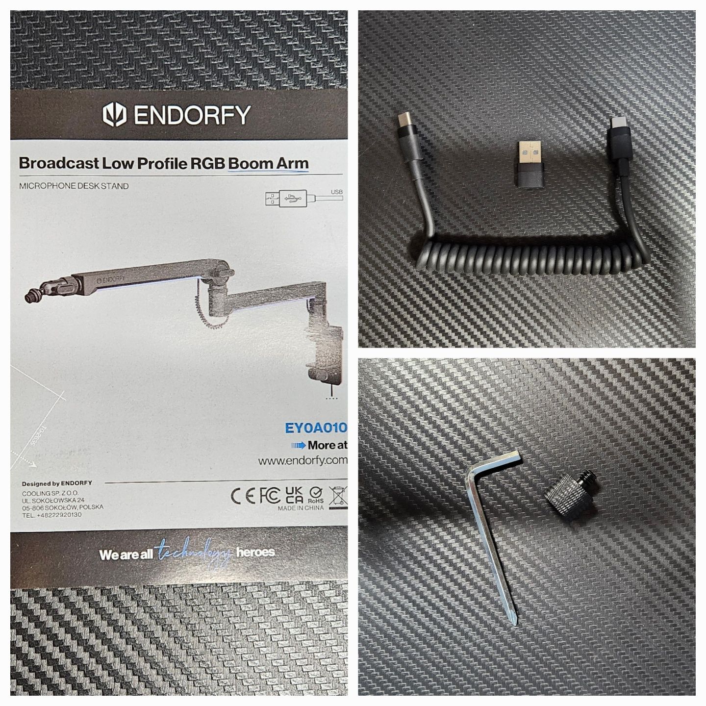 Ramie mikrofonowe Endorfy Broadcast Low Profile RGB Boom Arm