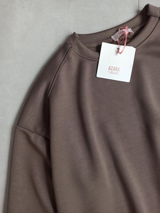 Azara komplet dres bluza spodnie fango brązowy mokka masełko wiskoza