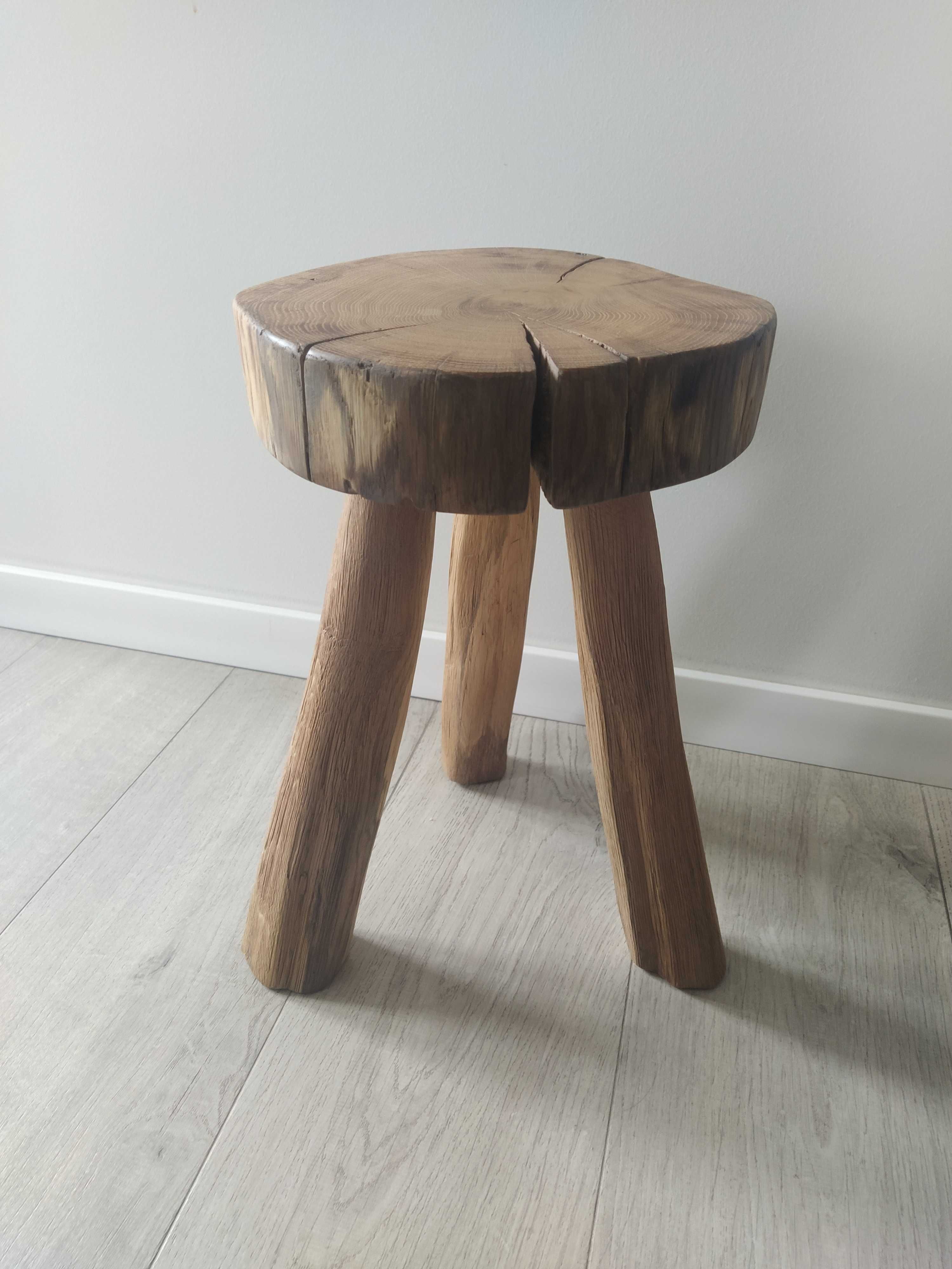 Stołek stolik taboret dębowy 100% handmade