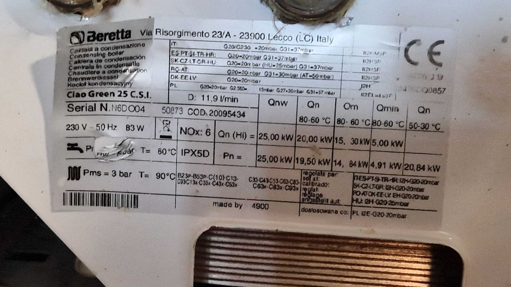 Kocioł dwufunkcyjny BERETTA CIAO GREEN 25 C.S.I.