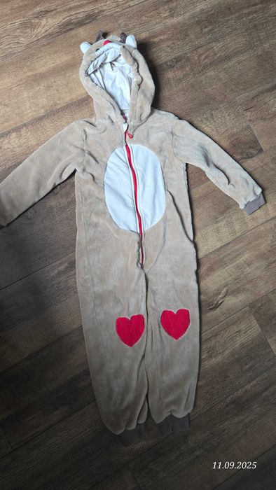 Przebranie, kombinezon pluszowy dres strój renifer dla dzieci - 116