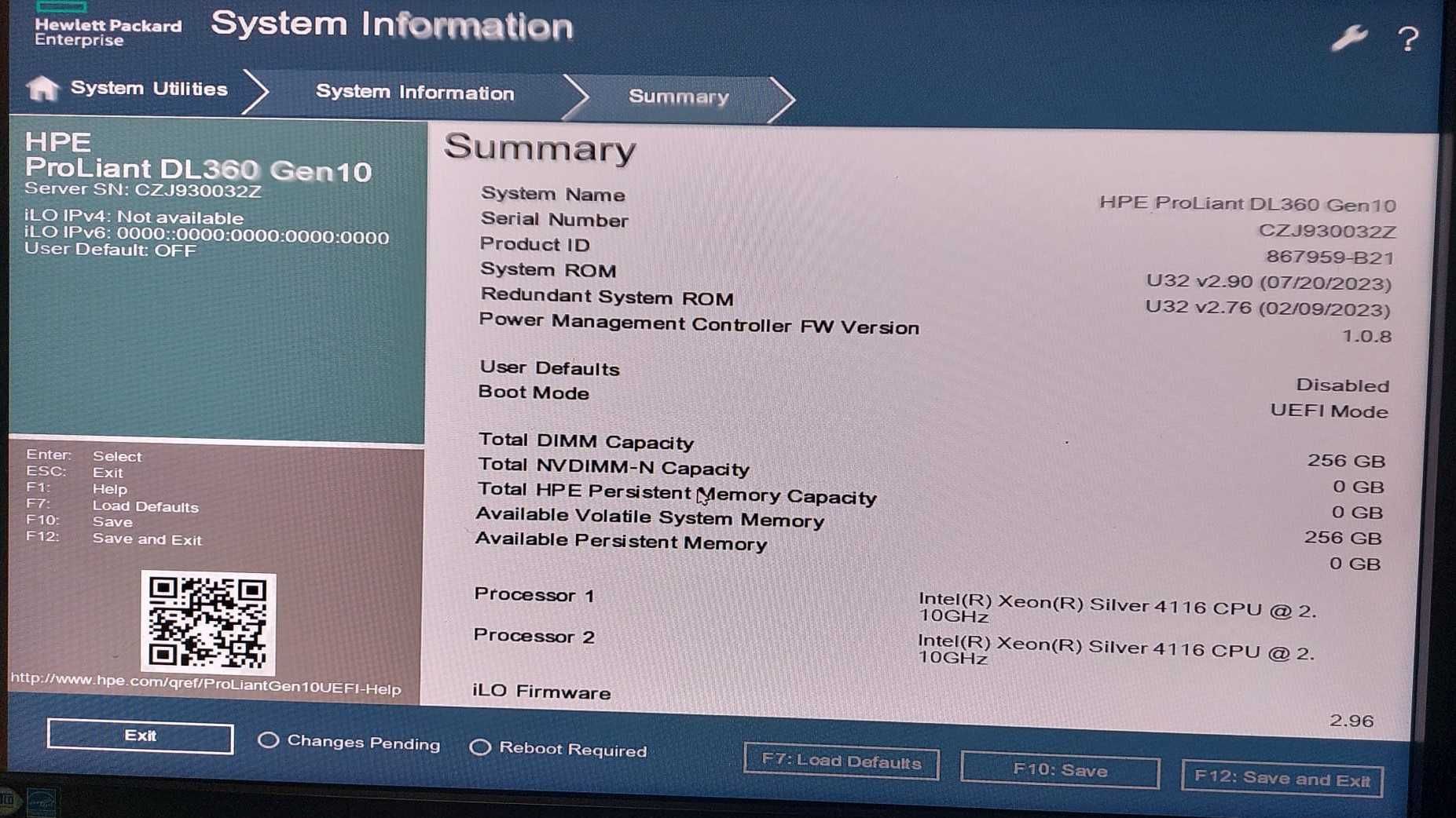 Hp Ptoliant DL360 Gen 10 2x Silver 4116 Ram DDR4 256gb HPE