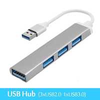 USB HUB 4-портовий адаптер мультирозгалужувач USB Алюмінієвий